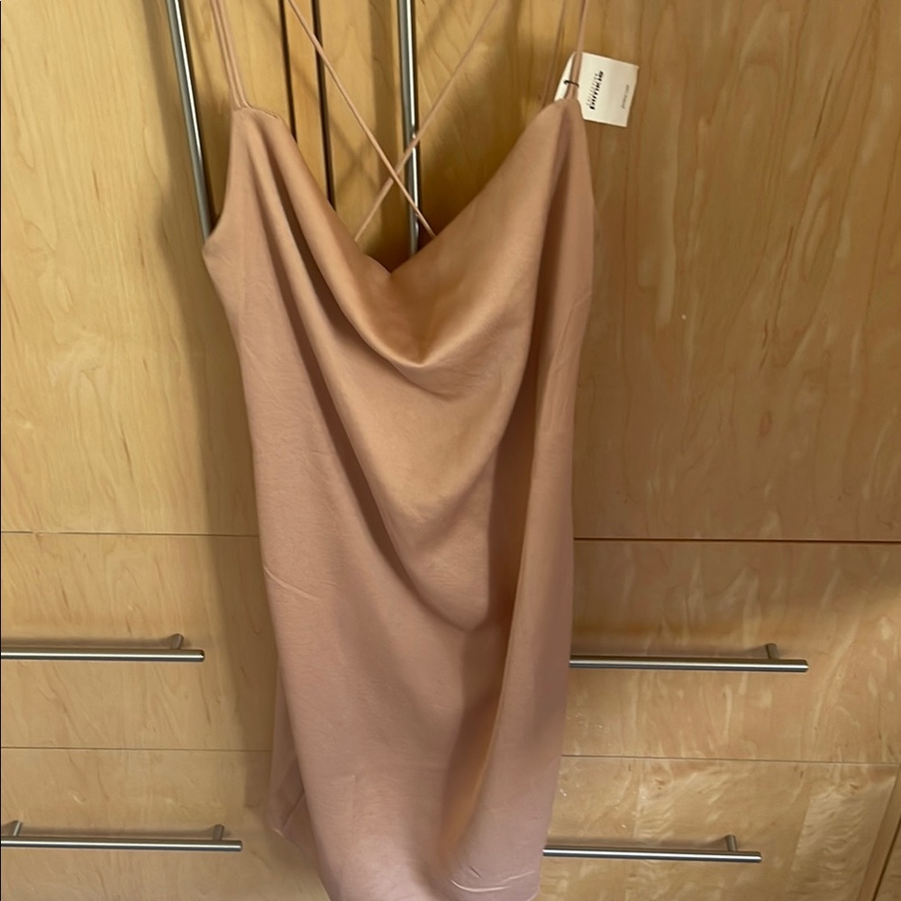 Cream Tan Sleeveless Cowl Neck Slip Dress